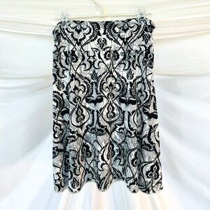 Lola by AFG Athletic Black & White Damask Print Ruched Waist Skirt
